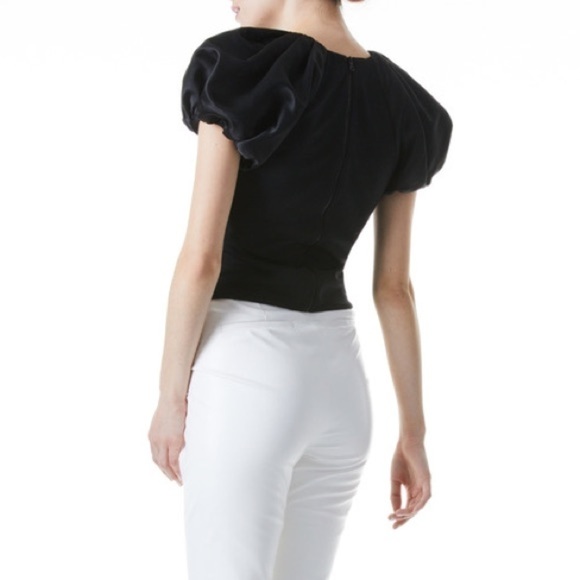Alice Olivia Cici Bubble Sleeve Top Black - Picture 4 of 7